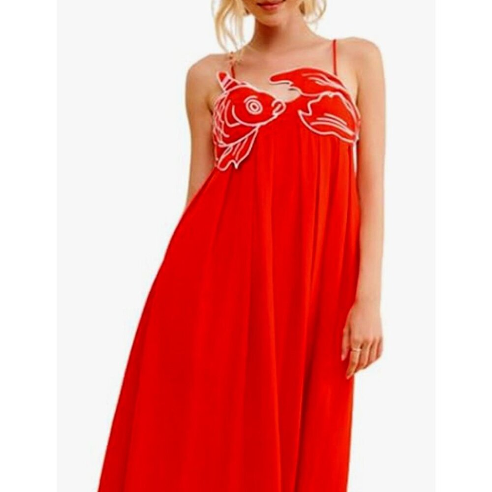 Red Fish Maxi Dress